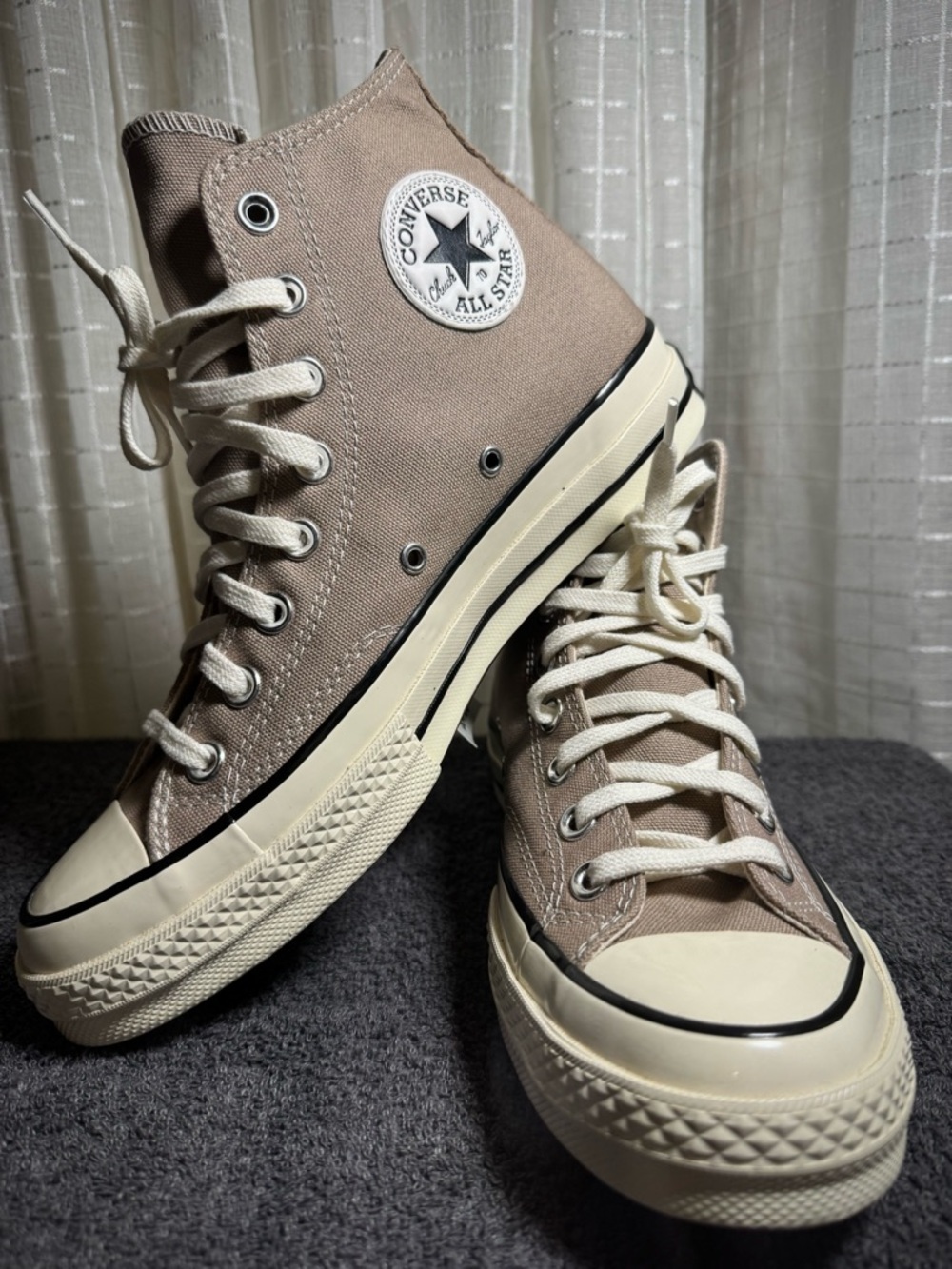 Converse High-Top Sneakers in Taupe and Cream